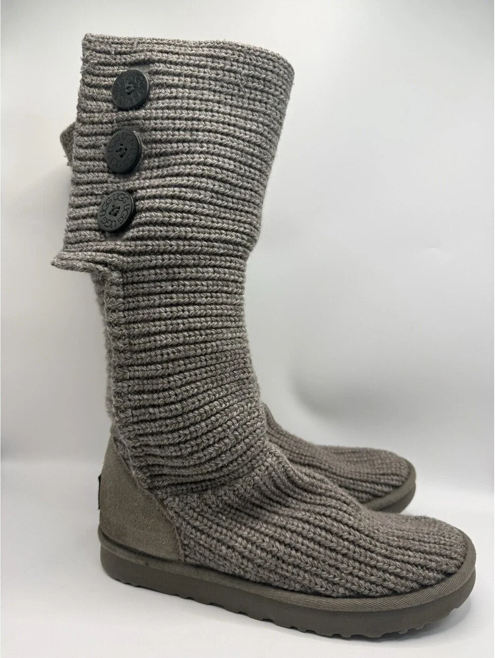 Ugg Australia Boots Gray Sheepskin Lining Rubber Soles Sz 9 Euro 40